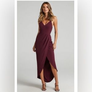 Showpo - Lucky Day Maxi Dress in Wine - size 10